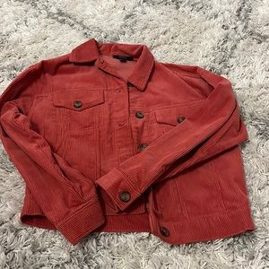 Forever 21 red/orange jack with buttons! The material is corduroy!